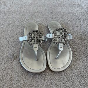 Tory Burch Metallic Silver Sandals